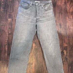 Levi’s Ribcage Straight Ankle Jeans 30 Gray High Rise